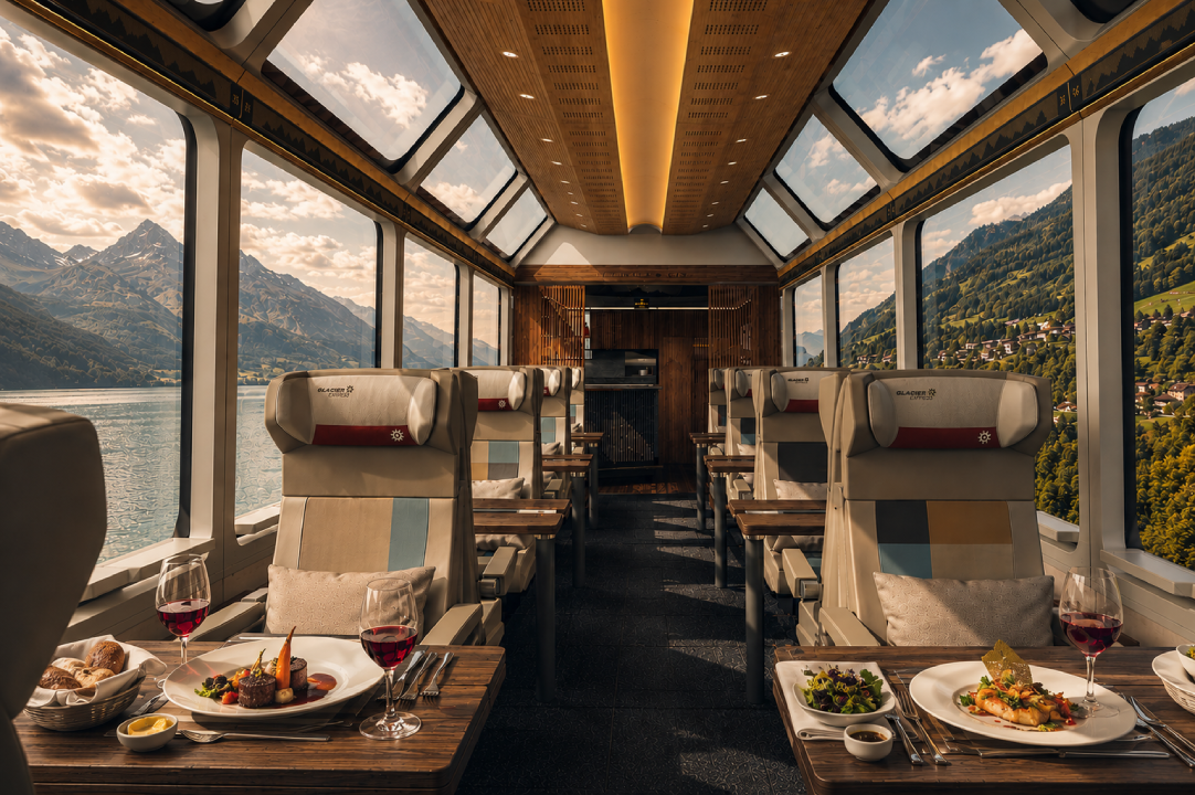 Scenic train journey through Switzerland